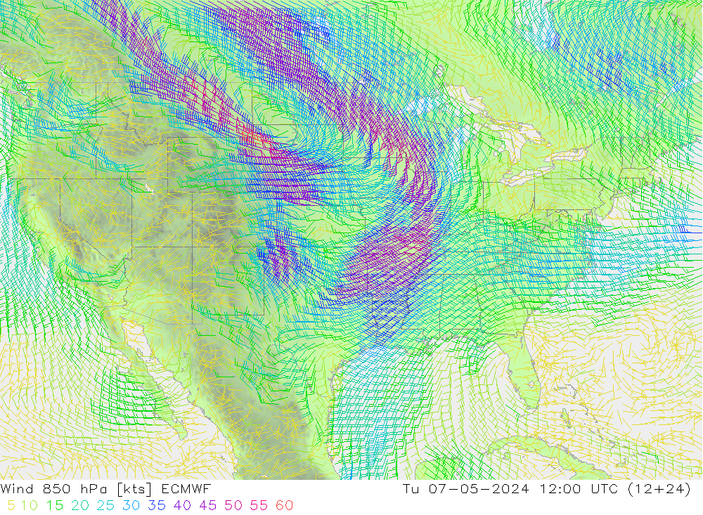 Wind 850 hPa ECMWF di 07.05.2024 12 UTC