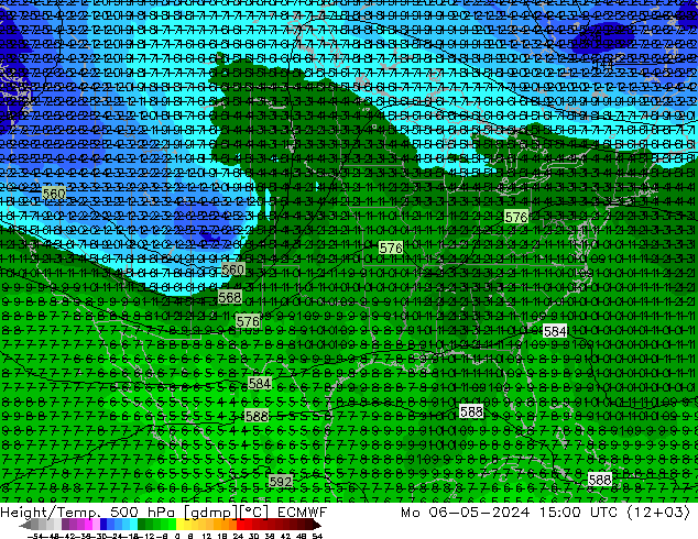 Hoogte/Temp. 500 hPa ECMWF ma 06.05.2024 15 UTC