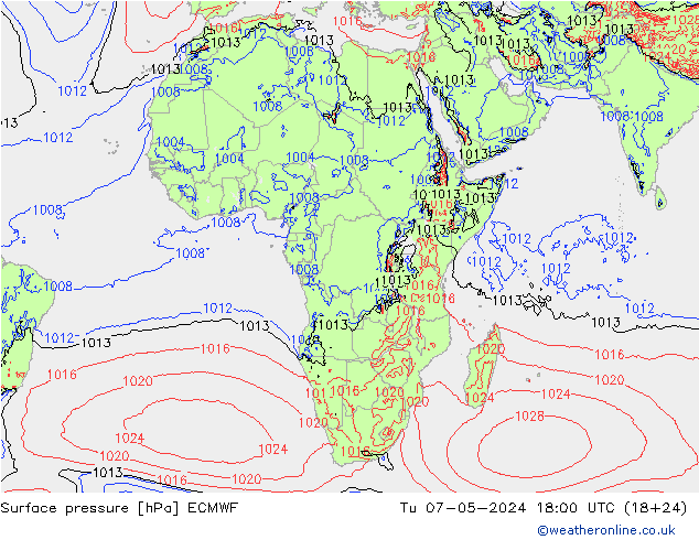 Pressione al suolo ECMWF mar 07.05.2024 18 UTC