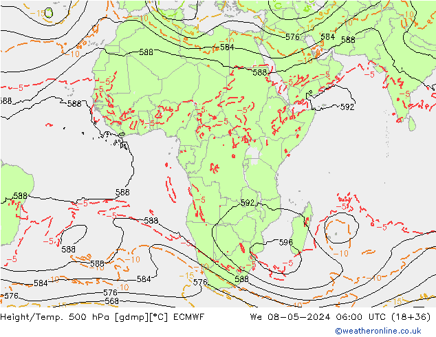 Z500/Yağmur (+YB)/Z850 ECMWF Çar 08.05.2024 06 UTC