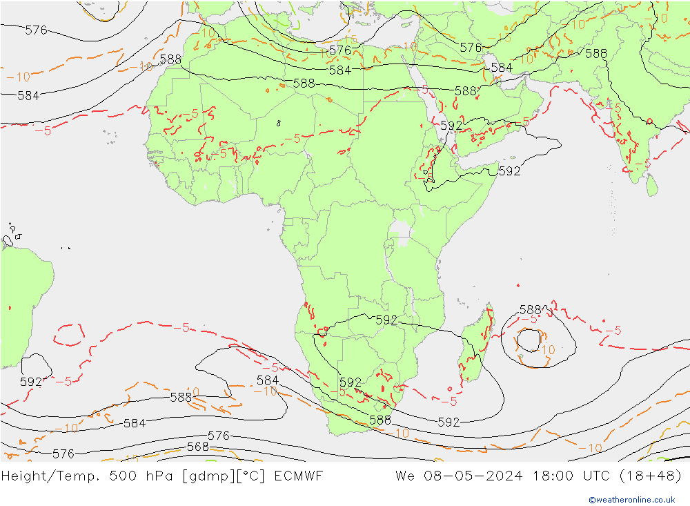 Height/Temp. 500 hPa ECMWF  08.05.2024 18 UTC