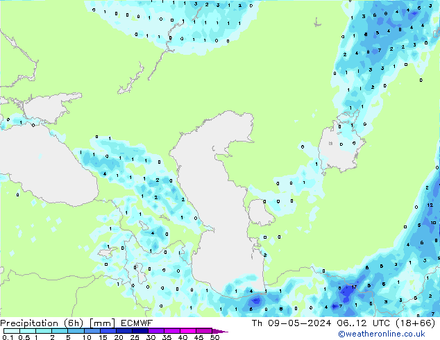 Z500/Rain (+SLP)/Z850 ECMWF czw. 09.05.2024 12 UTC