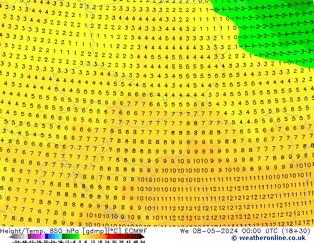 Z500/Rain (+SLP)/Z850 ECMWF  08.05.2024 00 UTC