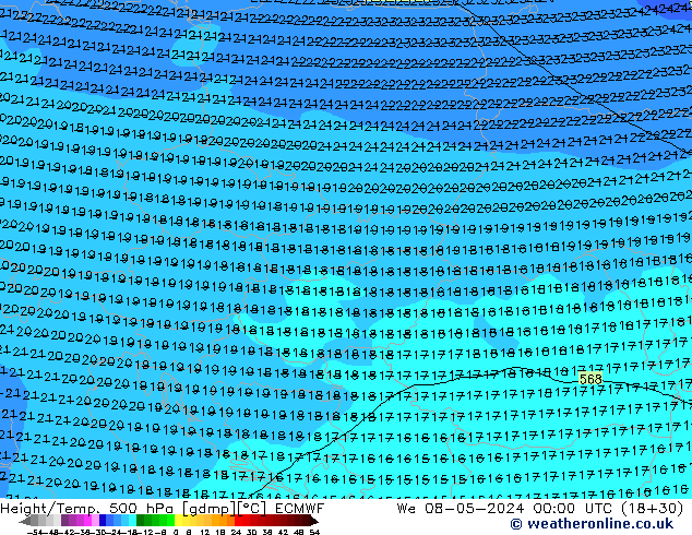 Z500/Rain (+SLP)/Z850 ECMWF  08.05.2024 00 UTC