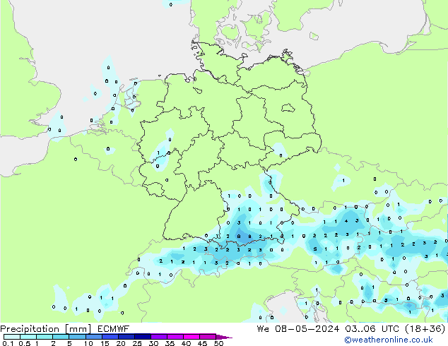 Precipitazione ECMWF mer 08.05.2024 06 UTC