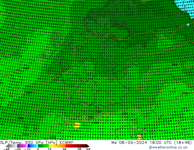 SLP/Temp. 850 hPa ECMWF We 08.05.2024 18 UTC