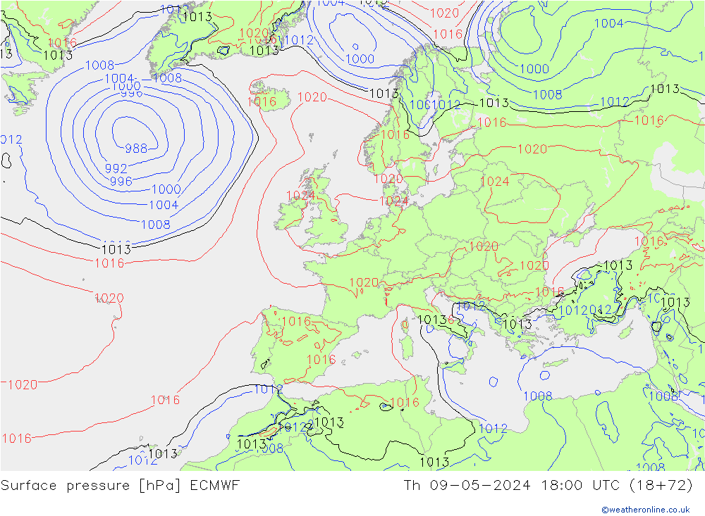 Bodendruck ECMWF Do 09.05.2024 18 UTC