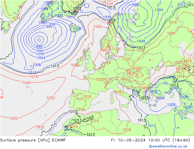 приземное давление ECMWF пт 10.05.2024 12 UTC