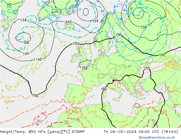 Height/Temp. 850 hPa ECMWF  09.05.2024 06 UTC