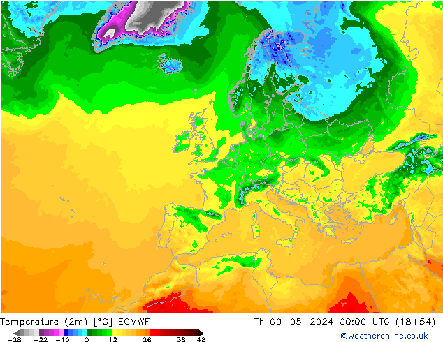 Temperaturkarte (2m) ECMWF Do 09.05.2024 00 UTC