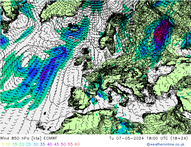  850 hPa ECMWF  07.05.2024 18 UTC