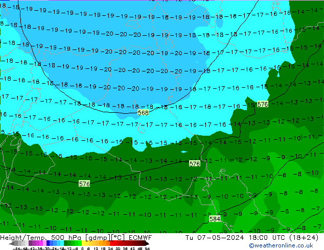 Height/Temp. 500 hPa ECMWF Tu 07.05.2024 18 UTC