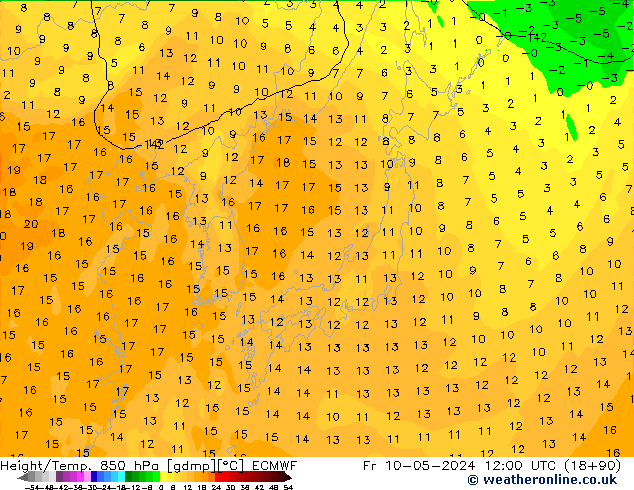 Z500/Rain (+SLP)/Z850 ECMWF Fr 10.05.2024 12 UTC