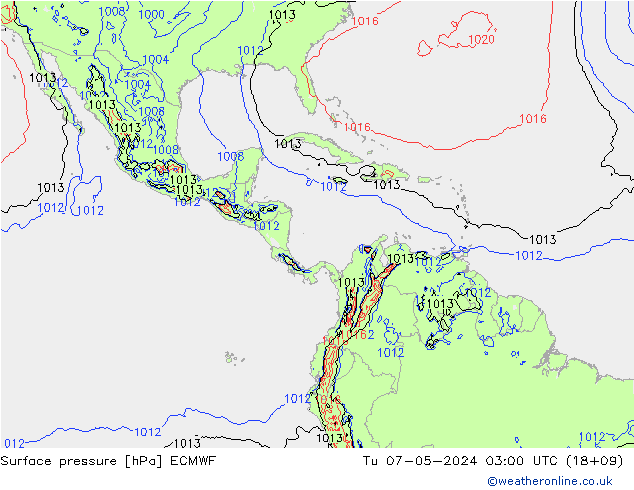 приземное давление ECMWF вт 07.05.2024 03 UTC