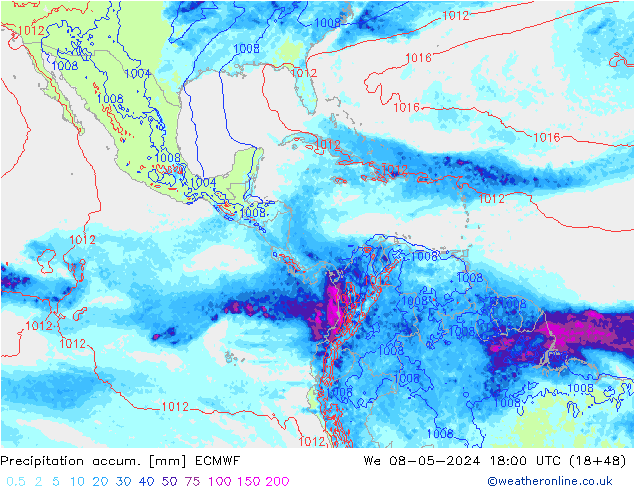 Precipitation accum. ECMWF Qua 08.05.2024 18 UTC