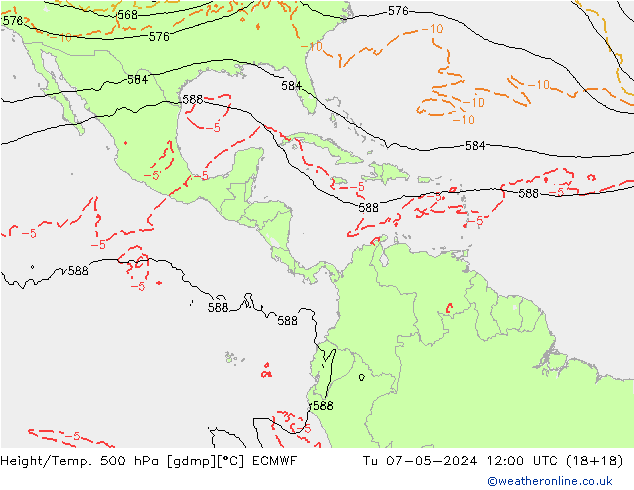 Z500/Yağmur (+YB)/Z850 ECMWF Sa 07.05.2024 12 UTC