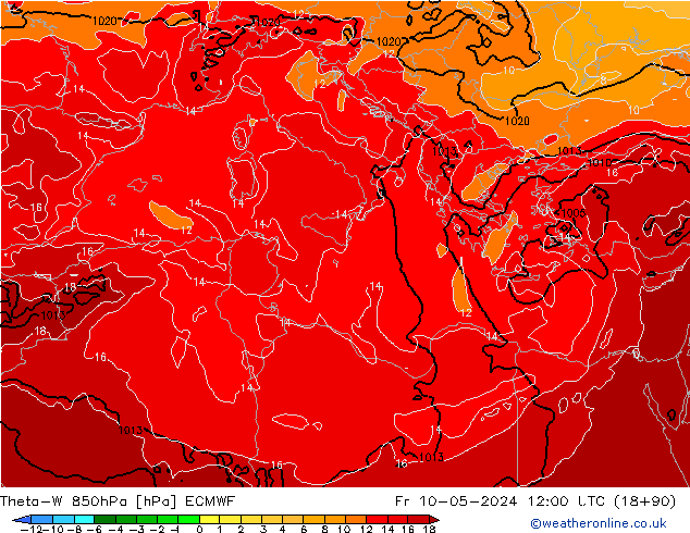 Theta-W 850hPa ECMWF ven 10.05.2024 12 UTC