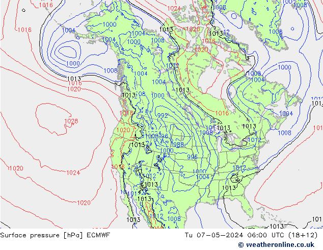Bodendruck ECMWF Di 07.05.2024 06 UTC