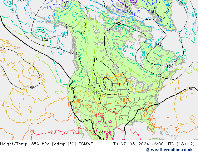 Height/Temp. 850 hPa ECMWF Di 07.05.2024 06 UTC