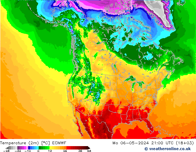 Temperature (2m) ECMWF Mo 06.05.2024 21 UTC