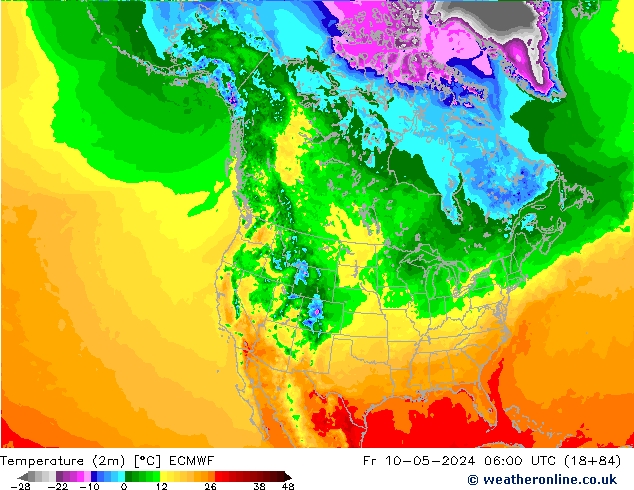 Temperature (2m) ECMWF Fr 10.05.2024 06 UTC