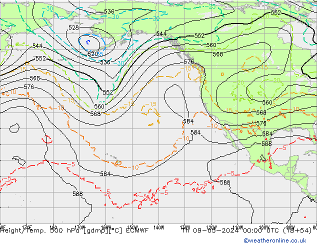 Géop./Temp. 500 hPa ECMWF jeu 09.05.2024 00 UTC