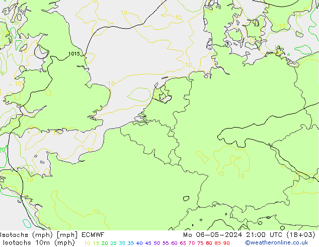 Isotachs (mph) ECMWF Mo 06.05.2024 21 UTC