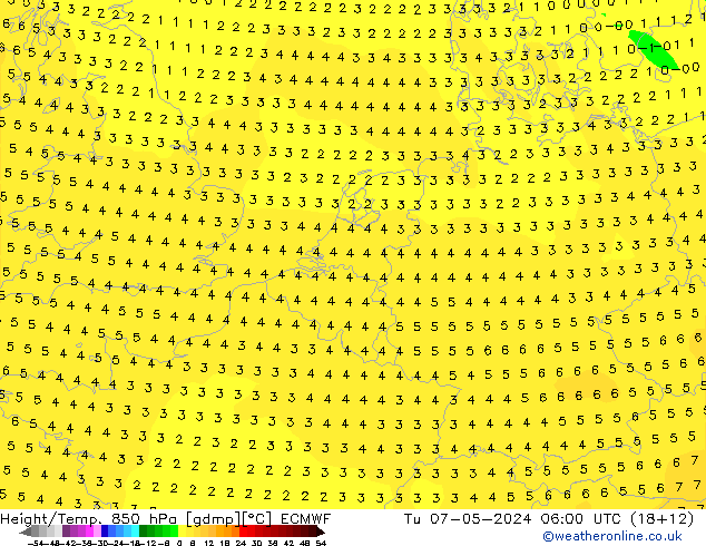 Z500/Rain (+SLP)/Z850 ECMWF Di 07.05.2024 06 UTC