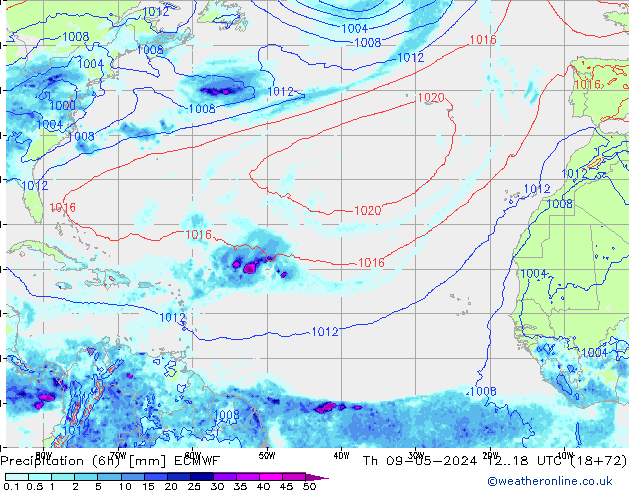 Z500/Rain (+SLP)/Z850 ECMWF Qui 09.05.2024 18 UTC