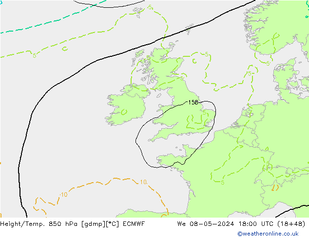 Z500/Rain (+SLP)/Z850 ECMWF Qua 08.05.2024 18 UTC