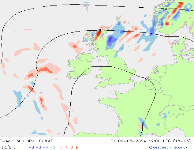 T-Adv. 500 hPa ECMWF  09.05.2024 12 UTC