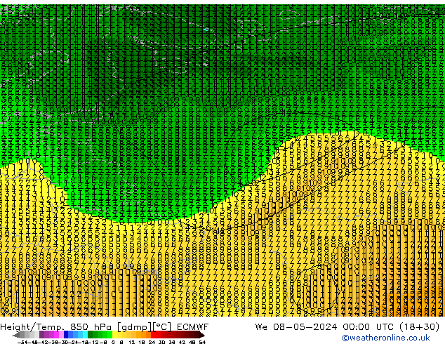 Z500/Rain (+SLP)/Z850 ECMWF Qua 08.05.2024 00 UTC