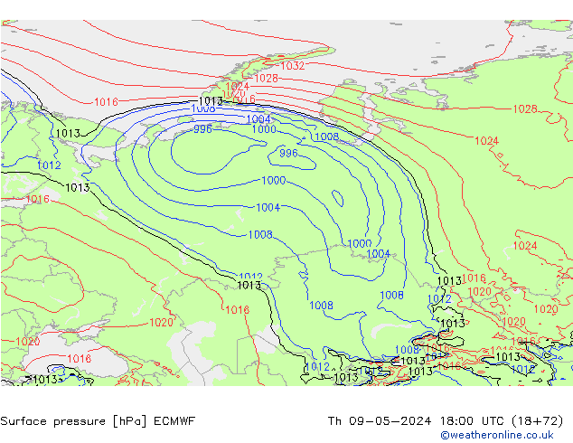 Surface pressure ECMWF Th 09.05.2024 18 UTC