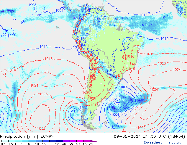 Neerslag ECMWF do 09.05.2024 00 UTC