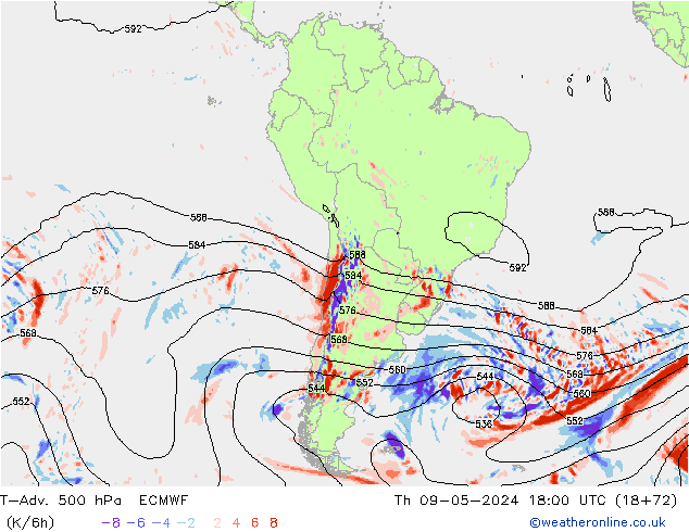T-Adv. 500 hPa ECMWF Per 09.05.2024 18 UTC