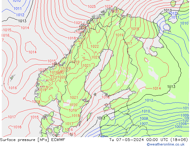 Bodendruck ECMWF Di 07.05.2024 00 UTC