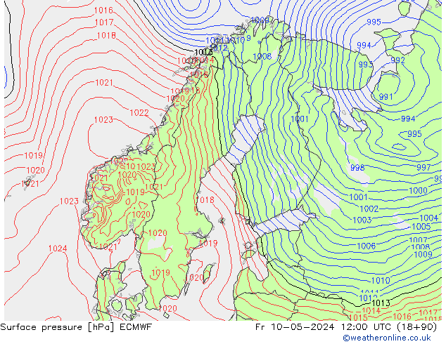 Surface pressure ECMWF Fr 10.05.2024 12 UTC