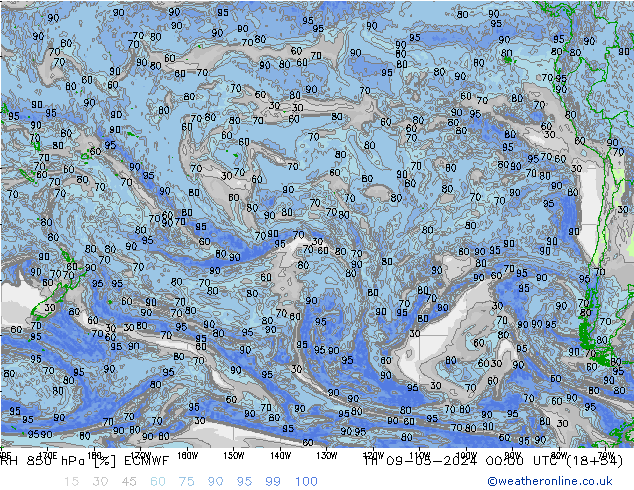 RH 850 hPa ECMWF Th 09.05.2024 00 UTC