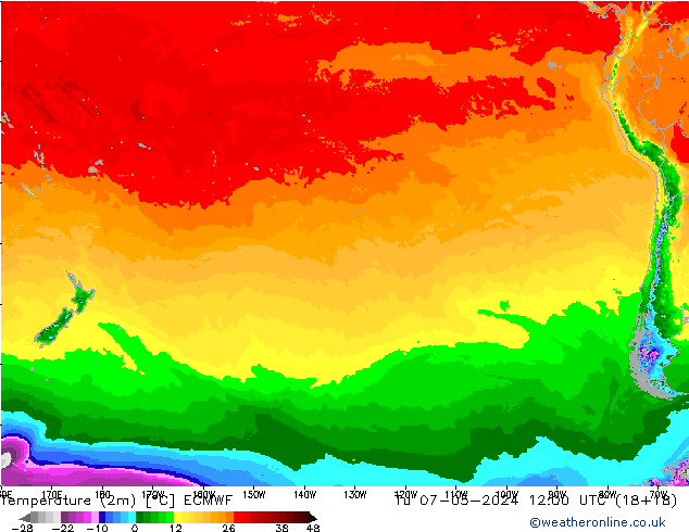 Temperatura (2m) ECMWF Ter 07.05.2024 12 UTC