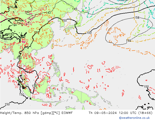 Z500/Rain (+SLP)/Z850 ECMWF Do 09.05.2024 12 UTC