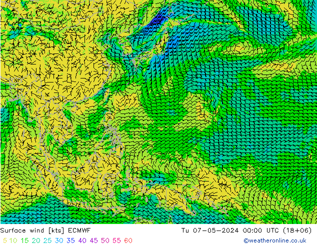 Surface wind ECMWF Tu 07.05.2024 00 UTC