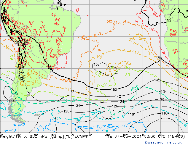 Z500/Yağmur (+YB)/Z850 ECMWF Sa 07.05.2024 00 UTC