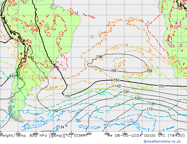 Z500/Rain (+SLP)/Z850 ECMWF Mi 08.05.2024 00 UTC