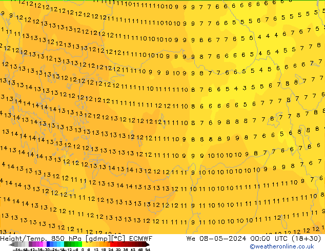 Z500/Rain (+SLP)/Z850 ECMWF We 08.05.2024 00 UTC