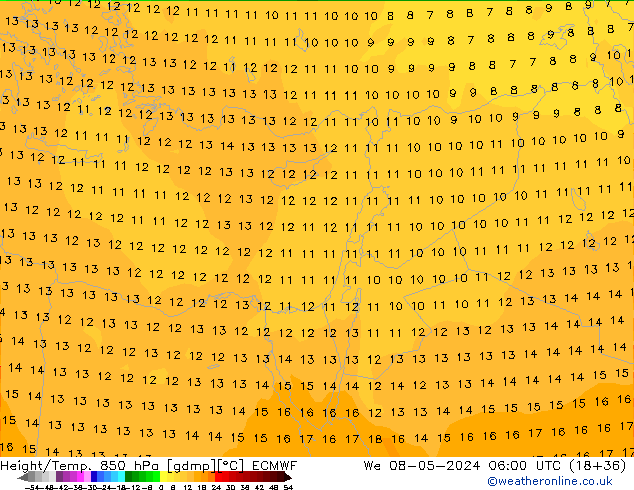 Z500/Rain (+SLP)/Z850 ECMWF mer 08.05.2024 06 UTC