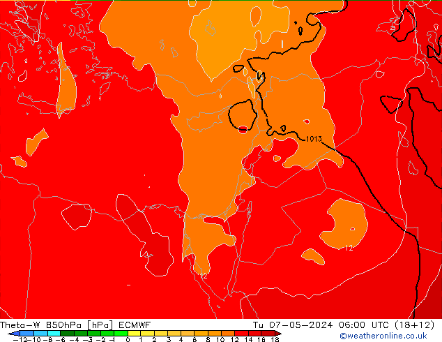 Theta-W 850hPa ECMWF mar 07.05.2024 06 UTC