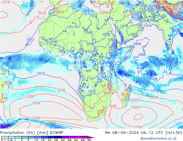 Z500/Yağmur (+YB)/Z850 ECMWF Çar 08.05.2024 12 UTC