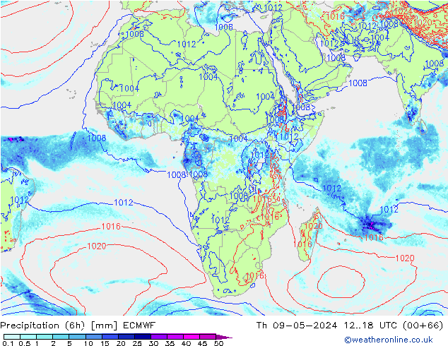 Z500/Rain (+SLP)/Z850 ECMWF czw. 09.05.2024 18 UTC