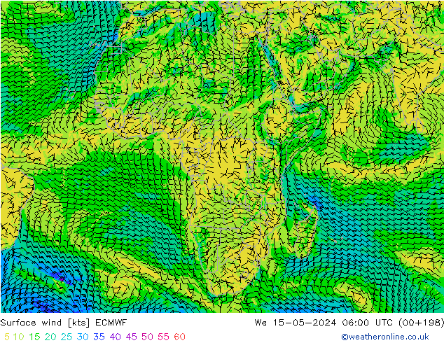 Surface wind ECMWF We 15.05.2024 06 UTC