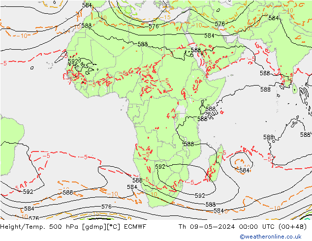 Height/Temp. 500 hPa ECMWF Do 09.05.2024 00 UTC